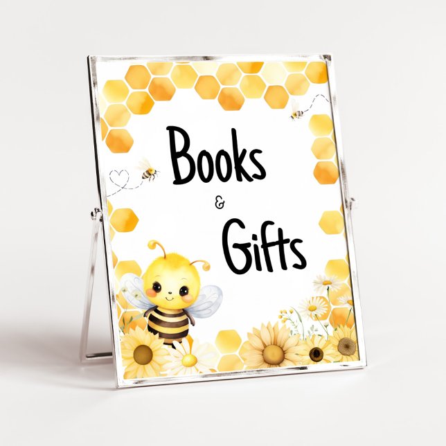 Affiche Oh Babee Bee Baby showers Livres et cadeaux (Oh Babee Baby Shower Books and Gifts Sign )