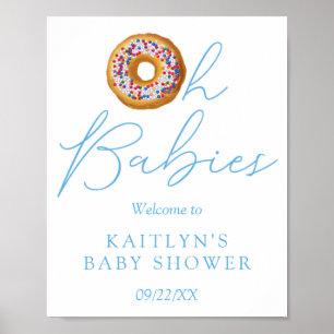 Affiche Oh Babies Donut Saupoudrer Baby shower Twin Bienve