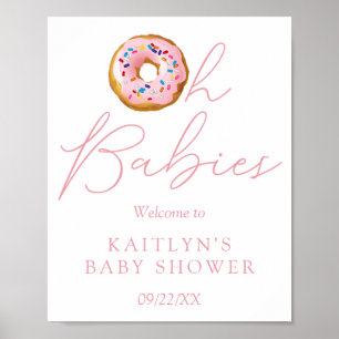 Affiche Oh Babies Donut Saupoudrer Baby shower Twin Bienve