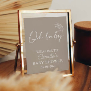 Affiche Oh Baby Beige Genre Neutre Baby shower moderne