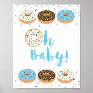 Affiche Oh Baby Blue Donut Sprinkle Baby shower Signal