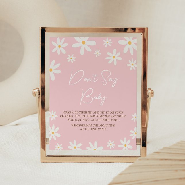 Affiche Oh Baby Boho Daisy Baby shower Ne pas dire Baby (Retro Daisy Flowers Baby Shower Don't Say Baby Sign)