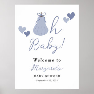Affiche Oh Baby Citrouille Bow Boy Baby shower Bienvenue