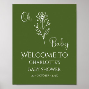 Affiche Oh Baby Minimaliste Baby Shower Fleur des Champs B