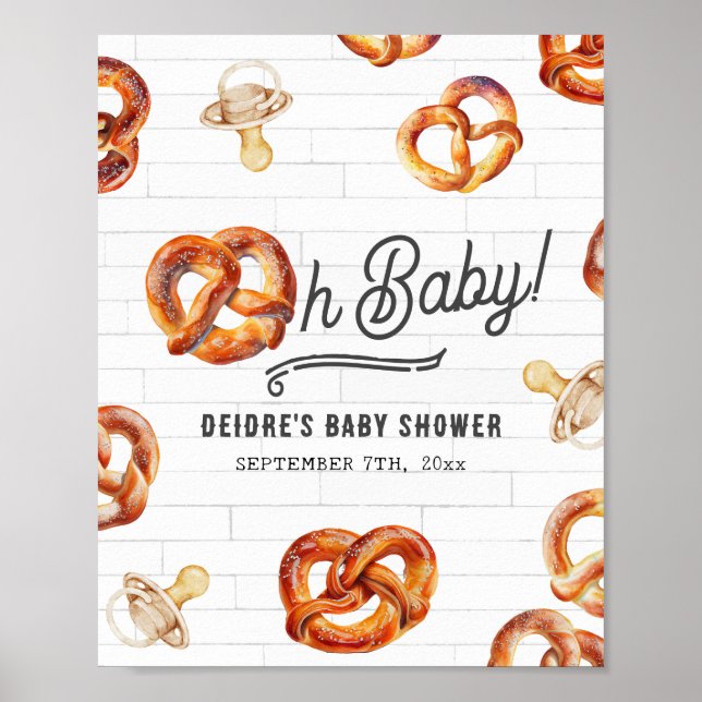 Affiche Oh Baby Pretzels & Pacifiers Baby shower Bienvenue (Devant)