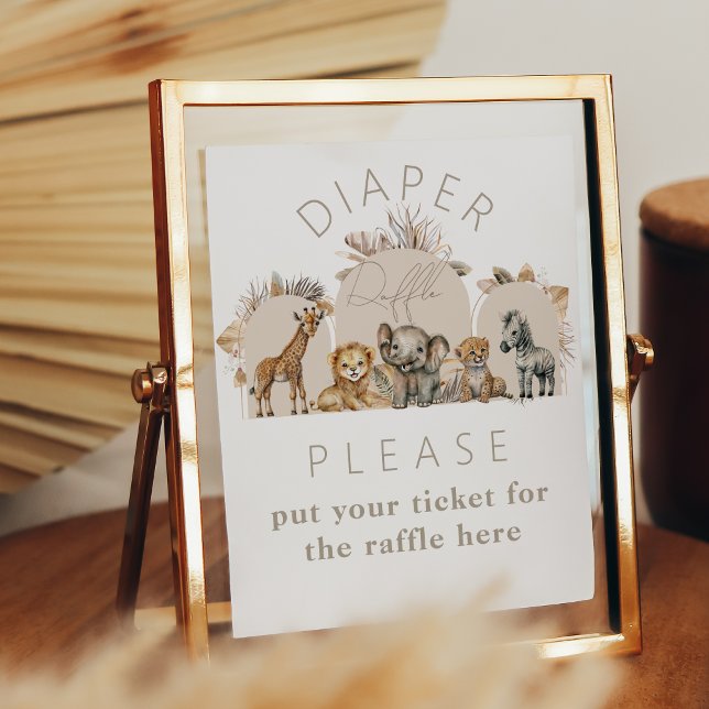 Affiche Oh Baby Safari Animaux Boho Baby shower Diaper (Créateur téléchargé)
