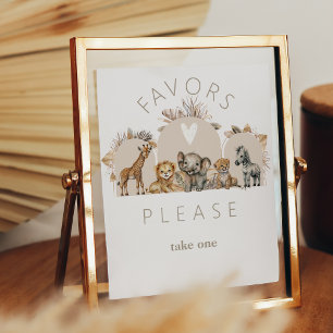 Affiche Oh Baby Safari Animaux Boho Baby shower pour anima