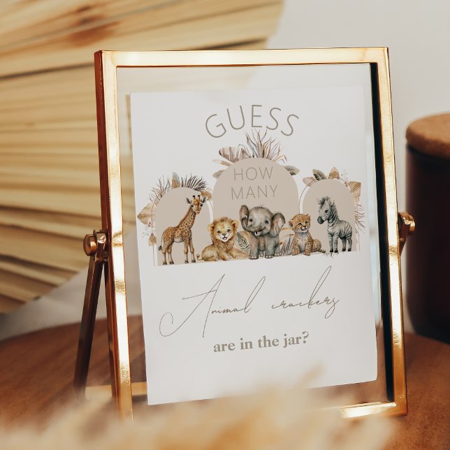 Affiche Oh Baby Safari Boho Shower Animal crackers jeu (Créateur téléchargé)