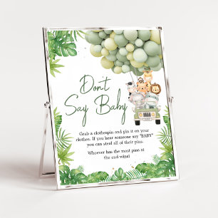 Affiche Oh Baby shower Safari de la Jungle ne pas dire béb