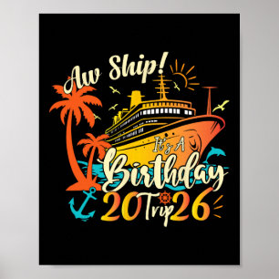 Affiche Oh Bateau C'est Un Voyage D'anniversaire 2026 Rétr