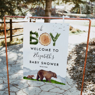 Affiche Oh Bois Aquarelle Ours Bois Bienvenue