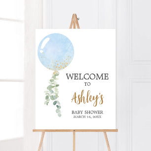 Affiche Oh Boy Balloon Baby shower Bienvenue