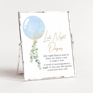 Affiche Oh Boy Balloon Baby shower Late Night Diapés