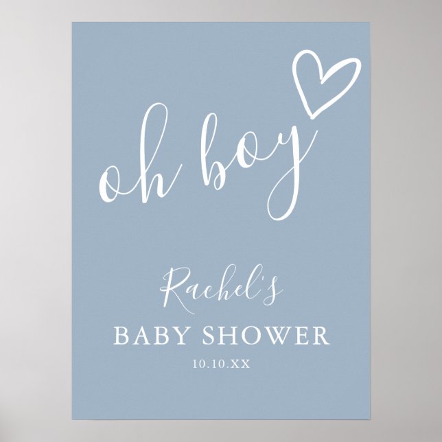 Affiche Oh Boy Dusty Blue Baby Shower Welcome Sign (Devant)