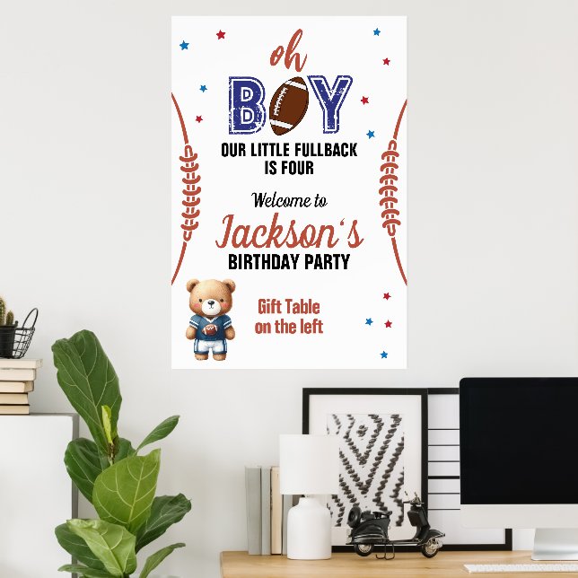 Affiche Oh Boy Football Thème Anniversaire (Bureau à domicile)