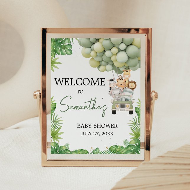 Affiche Oh Boy Jungle Safari Baby Shower Welcome Sign (Safari Animals Baby Shower Sign)
