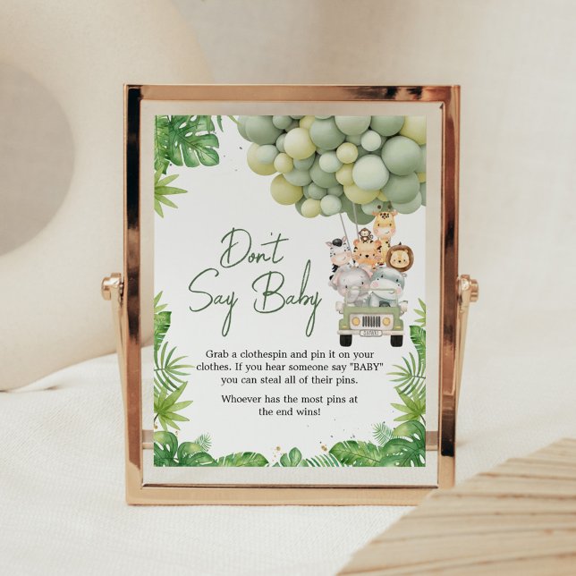 Affiche Oh Boy Jungle Safari Douche Ne Dis Pas Bébé Pannea (Safari Animals Baby Shower Sign)