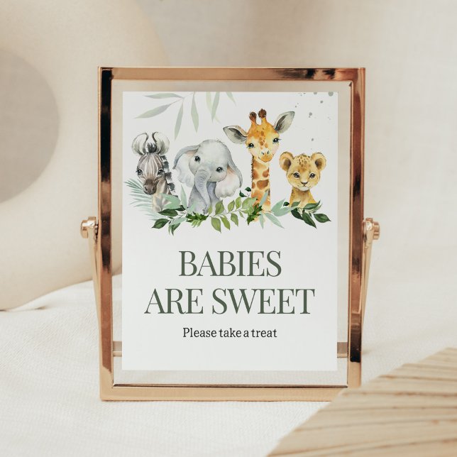 Affiche Oh Boy Safari Baby shower Les bébés sont doux (Jungle Safari Baby Shower Babies are Sweet Sign)