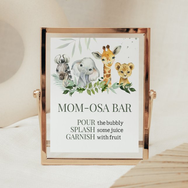Affiche Oh Boy Safari Baby shower Maman Osa Bar (Jungle Safari Baby Shower Mom Osa Bar Sign)