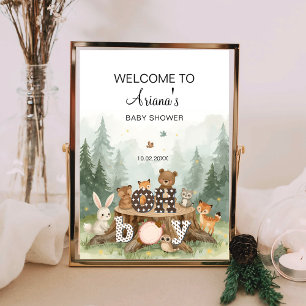 Affiche Oh Boy Watercolor Woodland Safari Animal Welcome