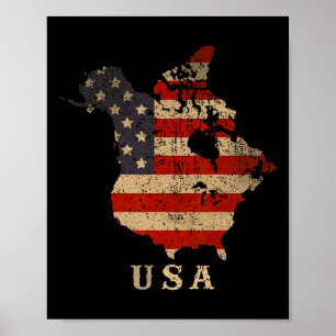 Affiche Oh Canada ! Carte du Canada et des États-Unis - An