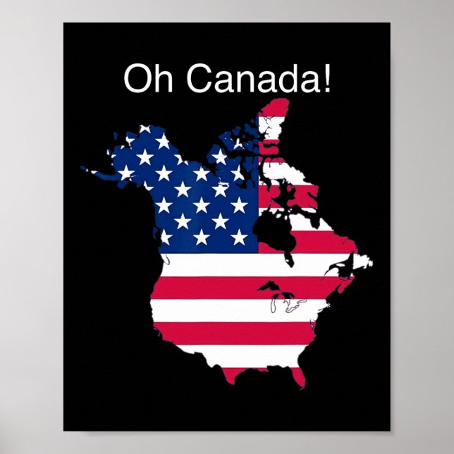Affiche Oh Canada Drôle Trump Carte De Usa 2 (Devant)
