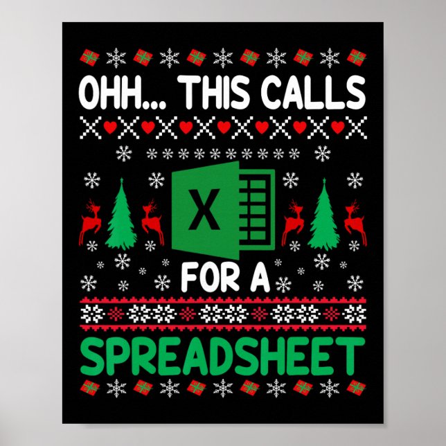 Affiche Oh ceci appelle un pull de Noël de feuille de calc (Devant)