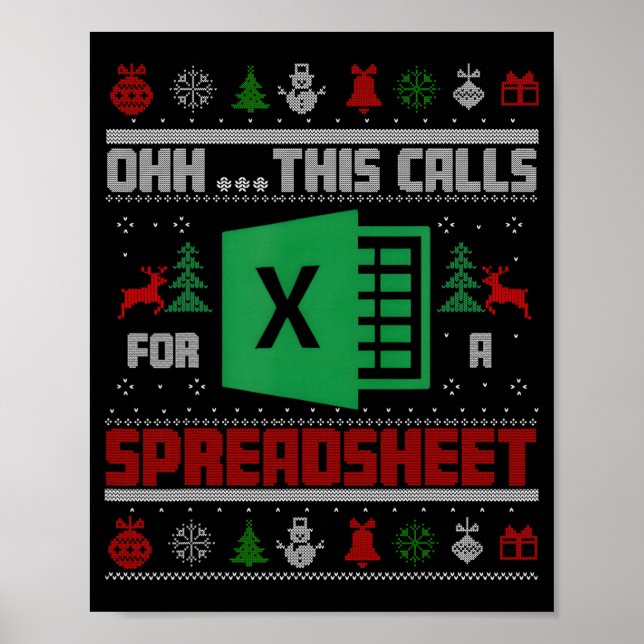 Affiche Oh ceci nécessite un pull de Noël de tableur  (Devant)
