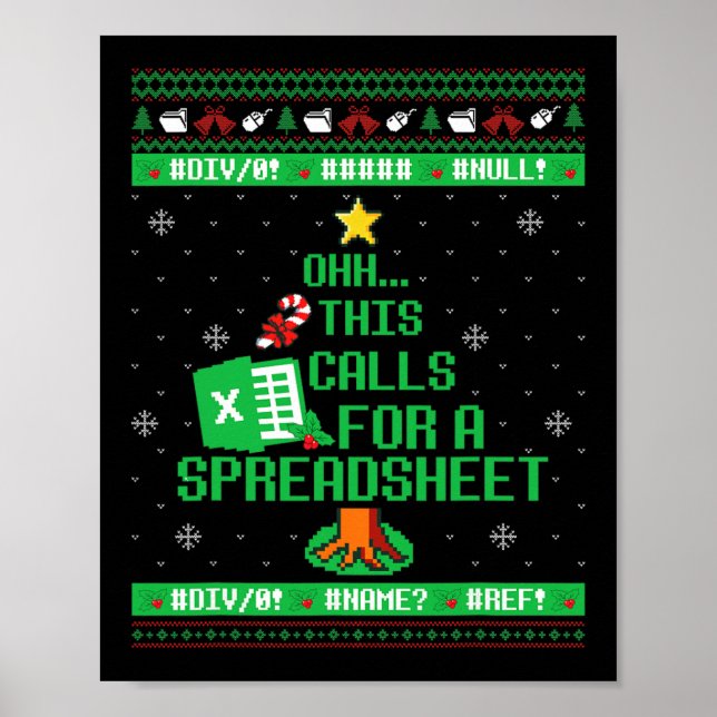 Affiche Oh, cela nécessite un Noël de tableur Excel Oug (Devant)