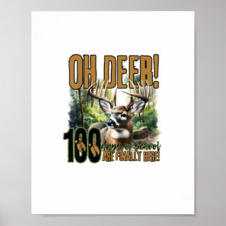 Affiche Oh Cerf 100 Jours D'école Célébration de la chasse