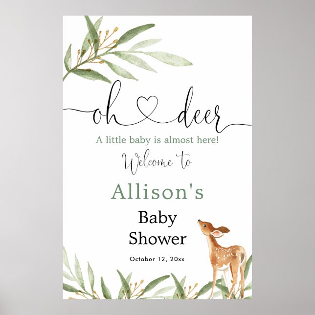 Affiche Oh cerf baby shower neutre (Devant)