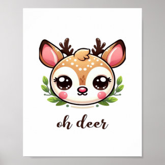 Affiche Oh Cerf Cerf Mignon Design Minimaliste 