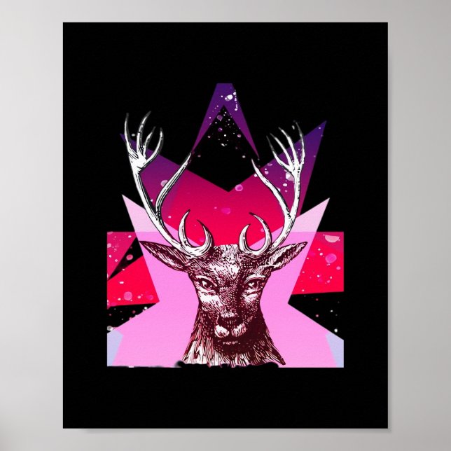 Affiche Oh Cerf Conception Créative Fantaisiste  (Devant)