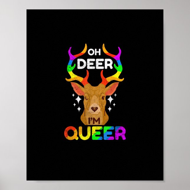 Affiche Oh Cerf Drôle LGBTQ Fierté de la sensibilisation (Devant)