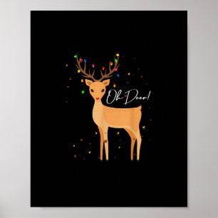 Affiche Oh Cerf Lumière de Noël Pyjama Mignon Renne Fête