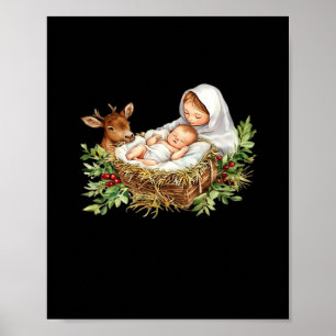 Affiche Oh cerf Marie Crèche de Noël Jésus