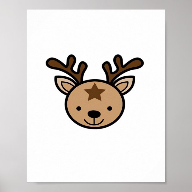 Affiche Oh Cerf Mignon Design Minimaliste  (Devant)