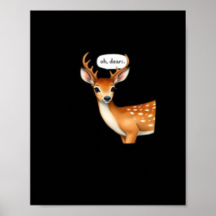 Affiche Oh cerf mignon jeu de mots de cerf citation fantai
