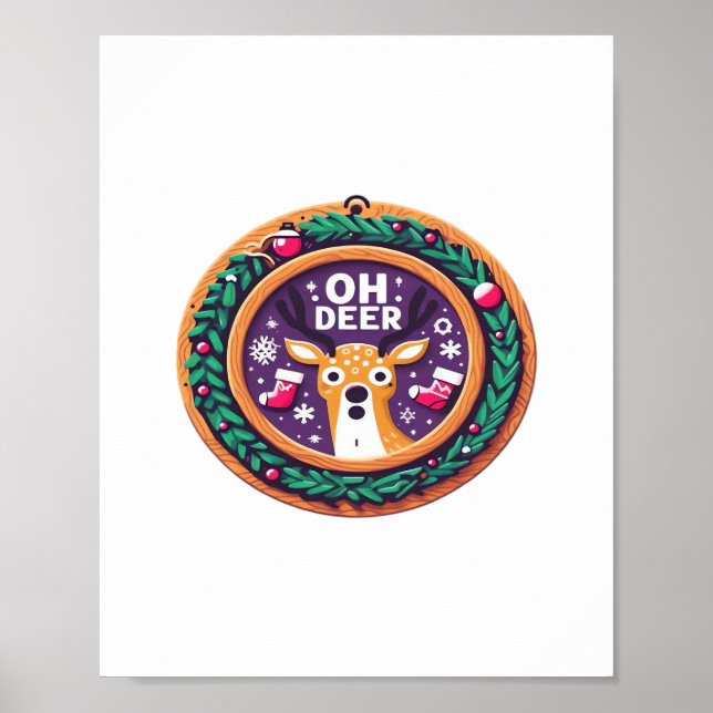 Affiche Oh Cerf Noël Conception de Fêtes  (Devant)