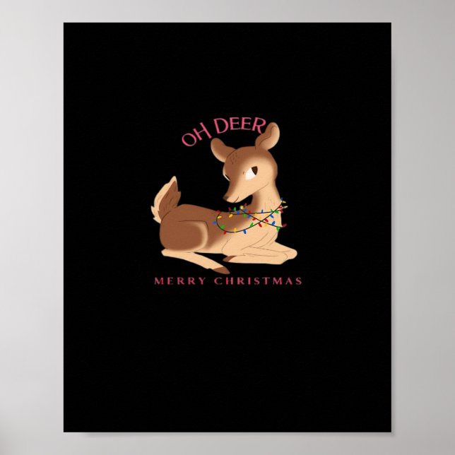 Affiche Oh Cerf Noël Design Moderne  (Devant)