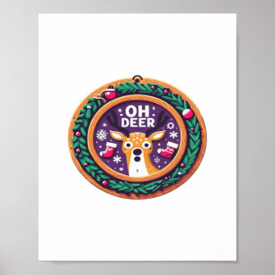 Affiche Oh Cerf Noël Festif Design de Vacances