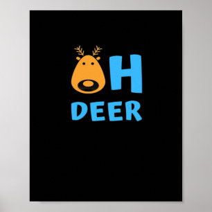 Affiche Oh Cerf Rétro Ambiance des Fêtes