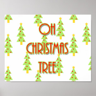 Affiche oh christmas arbre du milieu du siècle rétro