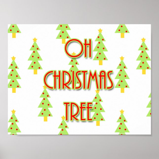 Affiche oh christmas arbre du milieu du siècle rétro (Devant)