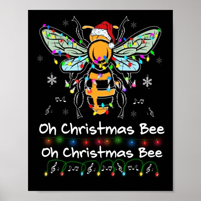 Affiche Oh Christmas Bee Bee Santa Hat Bee Light Noël (Devant)