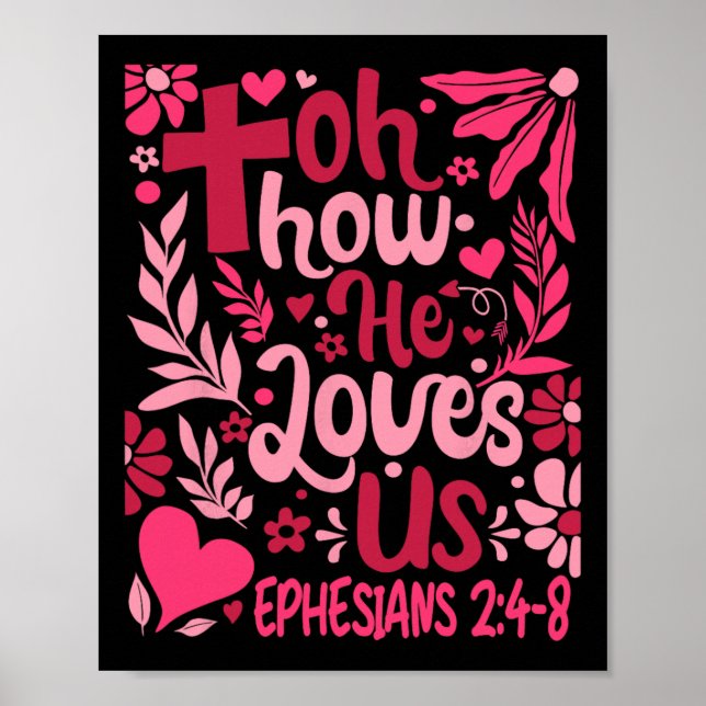 Affiche Oh Comme Il Nous Aime Tee Saint-Valentin Fleur Jés (Devant)