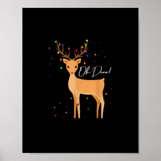 Affiche Oh Deer Christmas Light Pajama Cute Reindeer Holid