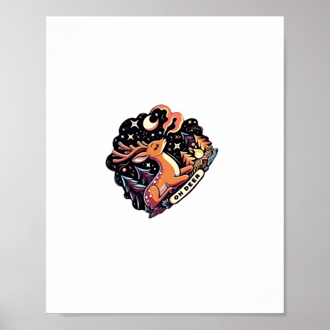 Affiche Oh Deer Contemporain Vibe Graphique  (Devant)