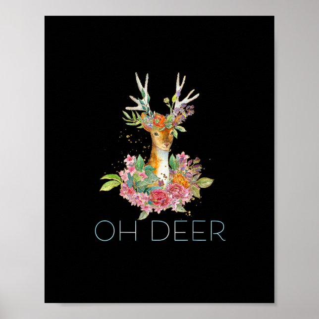 Affiche Oh Deer Cute Colorful Deer Minimal Design  (Devant)