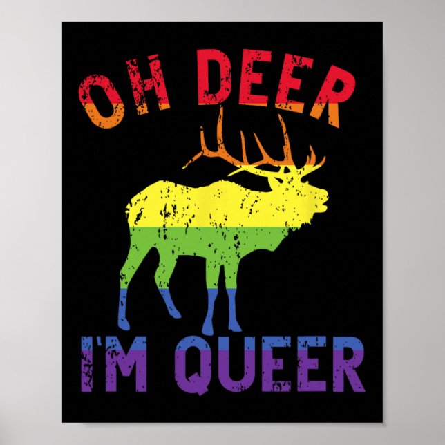 Affiche Oh Deer Im Queer Rainbow Lgbt Gay pride Panual Les (Devant)